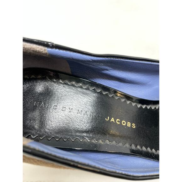 Marc by Marc Jacobs Pumps Womens 39 9 Heels Brown Black Slip On Suede Bow - Picture 9 of 9